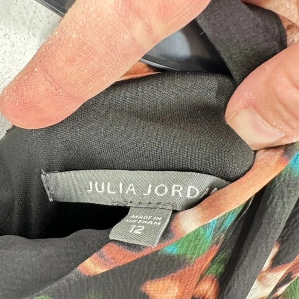 Julia Jordan Women's Midi Dress Size 12 Floral Black Multi Short Sleeve Wedding - Picture 15 of 15